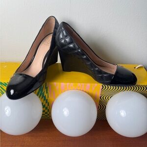 Tory Burch Black Quilted Wedges